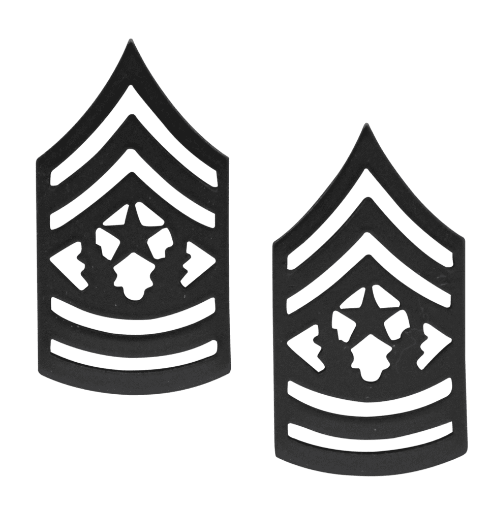 U.S. Army Command Sergeant Major Black Metal Collar Rank Insignia