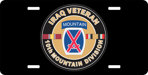 U.S. Army Iraq Veteran 10th Mountain License Plate