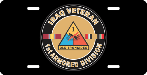 U.S. Army Iraq Veteran 1st Armored Division License Plate