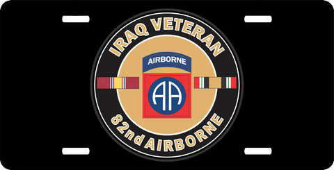 U.S. Army Iraq Veteran 82nd Airborne License Plate