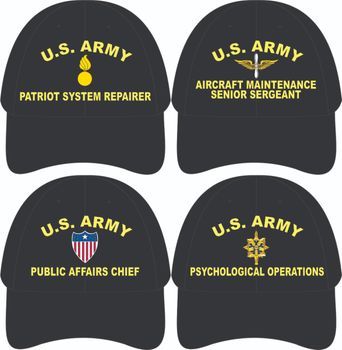 U.S. Army MOS Custom Embroidered Caps