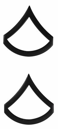 U.S. Army Private First Class PFC Chevron Black Metal Collar Rank Insignia