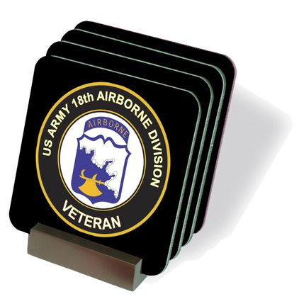 U.S. Army Veteran 18th Airborne Division Coasters - Set of 4