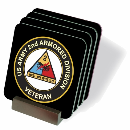 U.S. Army Veteran 2nd Armored Division Coasters - Set of 4