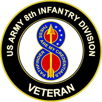 U.S. Army Veteran 8TH INFANTRY DIVISION UC ROUND Sticker Decal