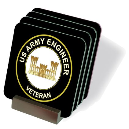 U.S. Army Veteran Army Engineer Coasters - Set of 4