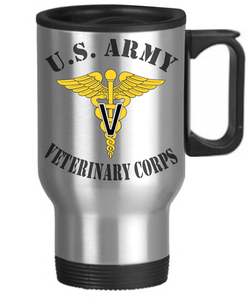 U.S. Army Veterinary Corps 14 oz Stainless Steel Travel Mug
