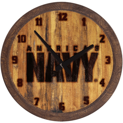 US Navy: Branded "Faux" Barrel Top Wall Clock