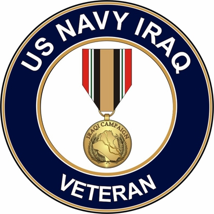 U.S. Navy Iraq Veteran with Medal Decal Sticker