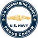 US Submarine Force Proud Cousin Gold Dolphins Decal