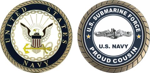 US Submarine Force Proud Cousin Silver Dolphins Challenge Coin