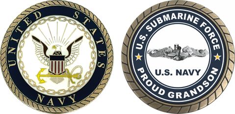 US Submarine Force Proud Grandson Silver Dolphins Challenge Coin
