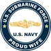 US Submarine Force Proud Wife Gold Dolphins Decal