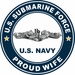 US Submarine Force Proud Wife Silver Dolphins Decal