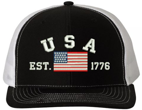 USA Est 1776 Embroidered Mesh-Back Cap