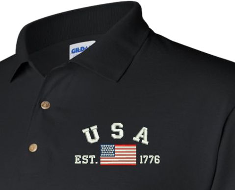 USA Est 1776 Embroidered Polo