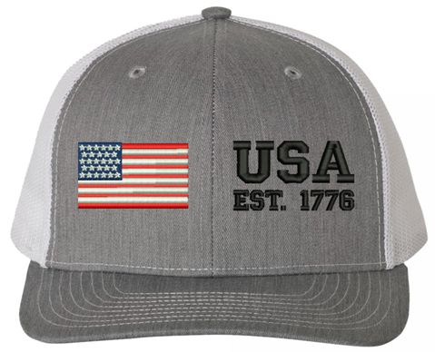 USA Est 1776 (Split) Embroidered Mesh-Back Cap