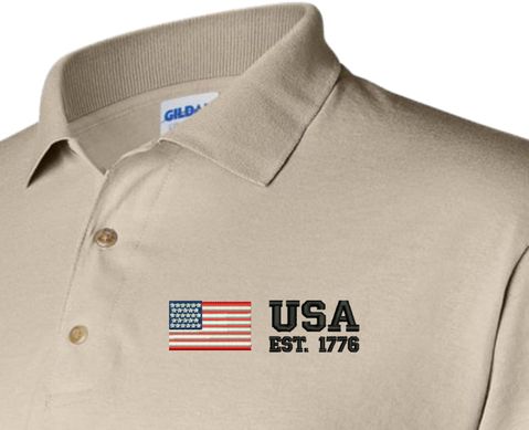 USA Est 1776 (Split) Embroidered Polo