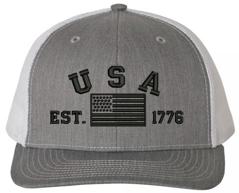 USA Est 1776 Subdued Embroidered Mesh-Back Cap