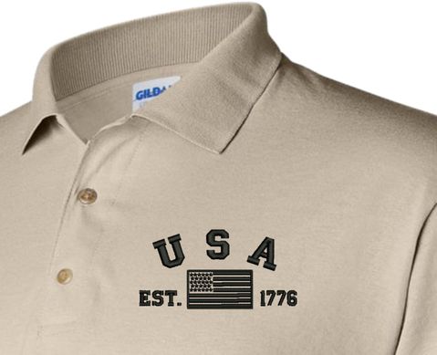 USA Est 1776 Subdued Embroidered Polo