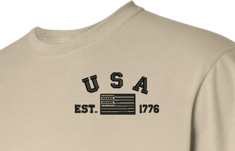 USA Est 1776 Subdued Embroidered T-Shirt