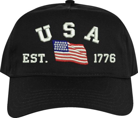 USA Est 1776 (Waving Flag) Embroidered Cap