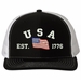 USA Est 1776 (Waving Flag) Embroidered Mesh-Back Cap