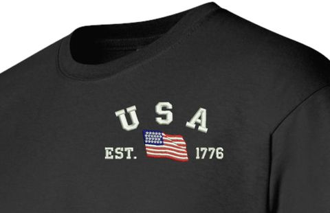 USA Est 1776 (Waving Flag) Embroidered T-Shirt