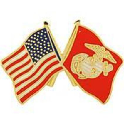 USA / MARINE CORPS CROSSED FLAGS LAPEL PIN