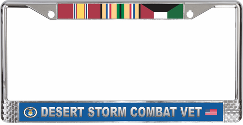 USAF Desert Storm Combat Veteran 3-Ribbon Stack License Plate Frame