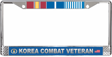 USAF Korea Combat Veteran 3-Ribbon Stack License Plate Frame