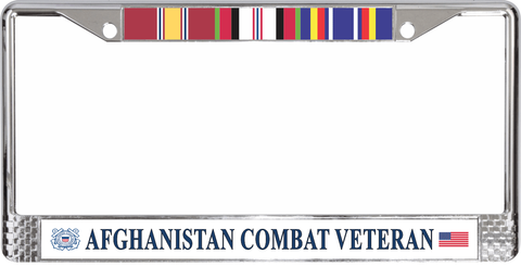 USCG Afghanistan Combat Veteran 3-Ribbon Stack License Plate Frame