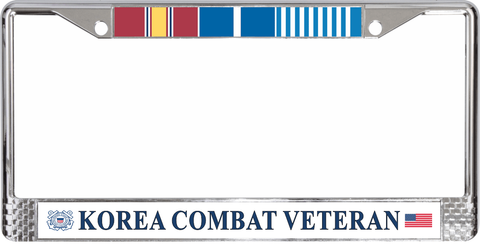 USCG Korea Combat Veteran 3-Ribbon Stack License Plate Frame
