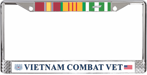 USCG Vietnam Combat Veteran 3-Ribbon Stack License Plate Frame