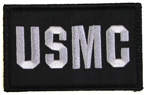 USMC 2 x 3 Inch Black Hook and Loop Patch