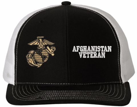USMC Afghanistan Black/White Mesh-Back Cap (Made in the USA)