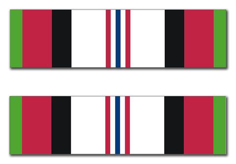 Afghanistan Campaign Ribbon Decal - 4 Inch Color Sticker With Never Forget Metallic Bonus