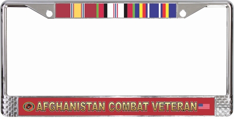 USMC Afghanistan Combat Veteran 3-Ribbon Stack License Plate Frame