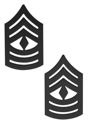U.S.M.C. Black Metal (Solid Brass) 1st SGT Chevron Rank Insignia