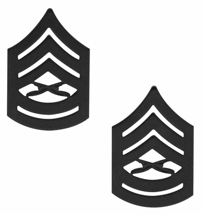 U.S.M.C. Black Metal (Solid Brass) GYSGT Gunnery Sergeant Chevron Rank Insignia