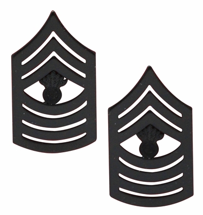 U.S.M.C. Black Metal (Solid Brass) MGYSGT Master Gunnery Sergeant Chevron Rank Insignia