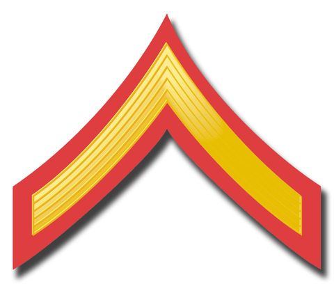 U.S.M.C. E-2 PRIVATE FIRST CLASS RED / GOLD CHEVRON DECAL