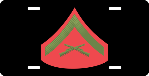 USMC E-3 Lance Corporal Green Red Chevron License Plate