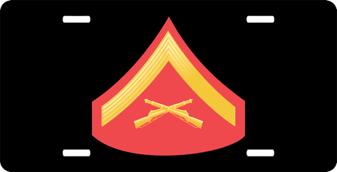 USMC E-3 Lance Corporal Red Gold Chevron License Plate