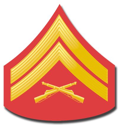 U.S.M.C. E-4 CORPORAL RED / GOLD CHEVRON DECAL
