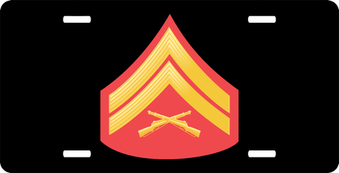 USMC E-4 Corporal Red Gold Chevron License Plate