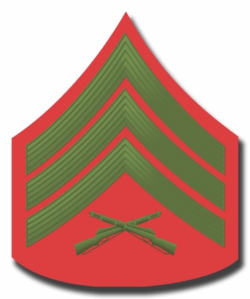 U.S.M.C. E-5 SERGEANT GREEN / RED CHEVRON DECAL