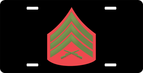 USMC E-5 Sergeant Green Red Chevron License Plate