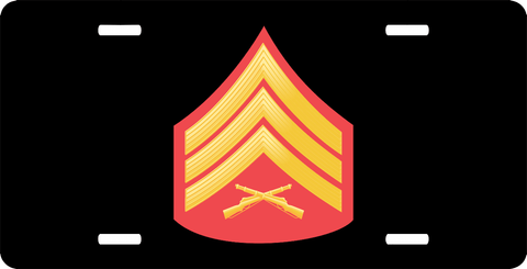 USMC E-5 Sergeant Red Gold Chevron License Plate