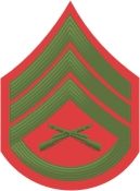 U.S.M.C. E-6 STAFF SERGEANT GREEN / RED CHEVRON DECAL